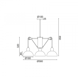 ΚΡΕΜΑΣΤΟ Φ/Σ 3ΧΕ14 ΓΚΡΙ/ΛΕΥΚΟ ΜΕΤΑΛΛΙΚΟ D58XH85CM CEZANNE