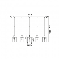 ΚΡΕΜΑΣΤΟ Φ/Σ 5ΧΕ27 ΜΕΤΑΛΛΙΚΟ ΑΠΟΧΡ.ΤΣΙΜΕΝΤΟΥ 100Χ12,2ΧΗ120CM DUBLIN ΚΡΕΜΑΣΤΟ Φ/Σ 5ΧΕ27 ΜΕΤΑΛΛΙΚΟ ΑΠΟΧΡ.ΤΣΙΜΕΝΤΟΥ 100Χ12,2ΧΗ120CM DUBLIN