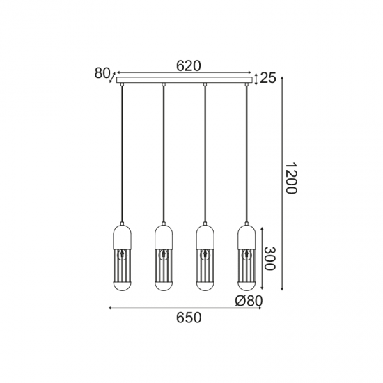 ΚΡΕΜΑΣΤΟ Φ/Σ 4ΧΕ27 ΛΕΥΚΟ ΜΕΤΑΛΛΙΚΟ 65X8XH120CM LAB