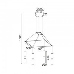 ΚΡΕΜΑΣΤΟ Φ/Σ 4XGU10 ΛΕΥΚΟ ΜΕΤΑΛΛΙΚΟ 56X56XH150CM DA VINCI