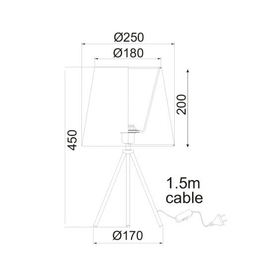 ΠΟΡΤΑΤΙΦ ΤΡΙΠΟΔΑΣ ΜΑΥΡΟ 1ΧE27 MILOS