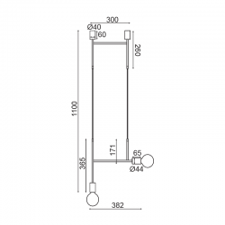 ΚΡΕΜΑΣΤΟ Φ/Σ 2ΧΕ27 ΜΑΥΡΟ ΜΕΤΑΛΛΙΚΟ 38X4X110CM KYOTO