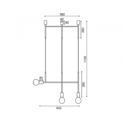 ΚΡΕΜΑΣΤΟ Φ/Σ 3ΧΕ27 ΜΑΥΡΟ ΜΕΤΑΛΛΙΚΟ 64X4X110CM KYOTO
