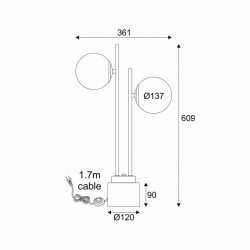 ΕΠΙΤΡΑΠΕΖΙΟ Φ/Σ 2ΧΕ14 QUADRO ΜΑΥΡΟ ΜΕΤ/ΚΟ+ ΛΕΥΚΟ ΓΥΑΛΙ-ΜΑΡΜΑΡΟ IP20 36X14XH61CM