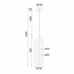 ^ΚΡΕΜΑΣΤΟ Φ/Σ LED 16W 3000K 1120LM VENUS ΟΡΕΙΧΑΛΚΟ ΜΕΤ/ΚΟ 15X15XH230CM