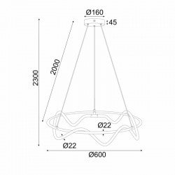 ^ΚΡΕΜΑΣΤΟ Φ/Σ LED 36W 3000K 2100LM KYMA ΜΑΥΡΟ ΜΕΤ/ΚΟ IP20 D60XH230CM