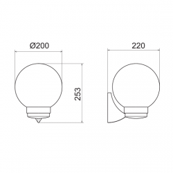 PLASTIC WALL GARDEN BLACK LUMINAIRE Φ200 E27 IP44 PLASTIC WALL GARDEN BLACK LUMINAIRE Φ200 E27 IP44