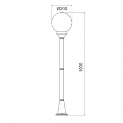 PLASTIC FLOOR GARDEN WHITE LUMINAIRE 100CM Φ200 E27 IP44