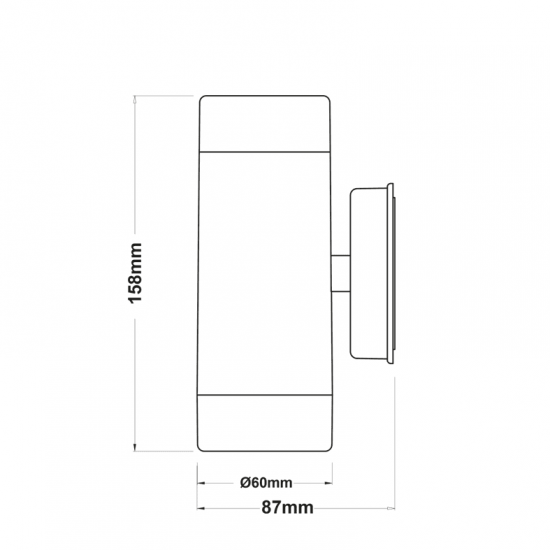 UP-DOWN GREY PP WALL LIGHT GU10Max.2x3W LED IP65