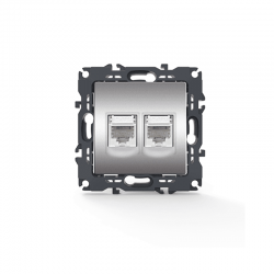 PRIME ΠΡΙΖΑ ΤΗΛΕΦΩΝΟΥ 2xRJ11 CAT3 IP20 MAT ΑΛΟΥΜΙΝΙΟ