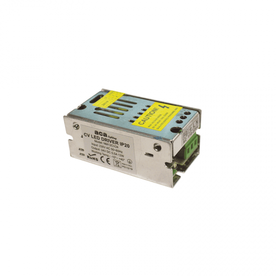 ^METAL CV LED DRIVER 12W 230V AC-24V DC 0.5A IP20 WITH TERMINAL