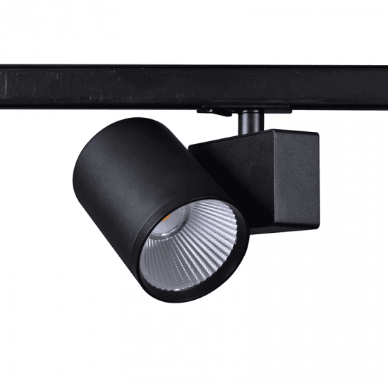 BLACK LED TRACK LUMINAIRE 40W 4000K 1-PHASE 38° 4200LM 230V AC Ra80