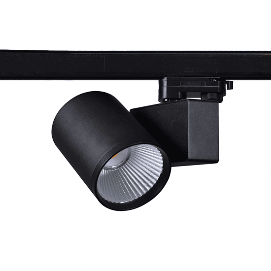 BLACK LED TRACK LUMINAIRE 40W 3000K 3-PHASE 38° 4000LM 230V AC Ra80