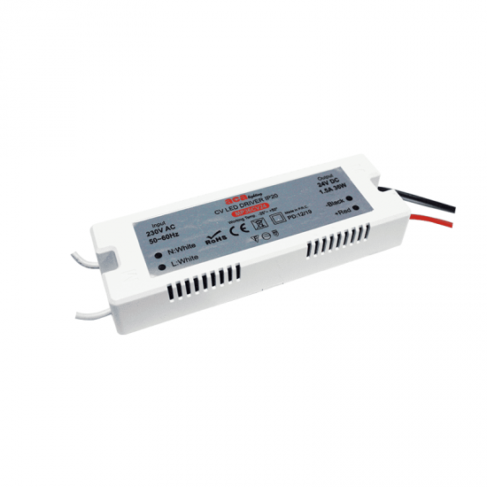 ^MINI PLASTIC CV LED DRIVER 36W 230V AC-24V DC 1.5A IP20 WITH CABLES ^MINI PLASTIC CV LED DRIVER 36W 230V AC-24V DC 1.5A IP20 WITH CABLES