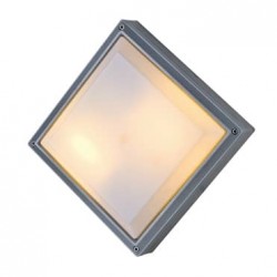 ΠΛΑΦΟΝΙΕΡΑ ΤΕΤΡΑΓΩΝΗ ΓΚΡΙ ΟΠΑΛ PC E27 2X18W IP54