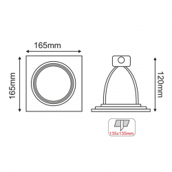 ^  ΣΠΟΤ AR111 XMS ΜΟΝΟ ΛΕΥΚΟ ΤΕΤΡΑΓΩΝΟ 165x165
