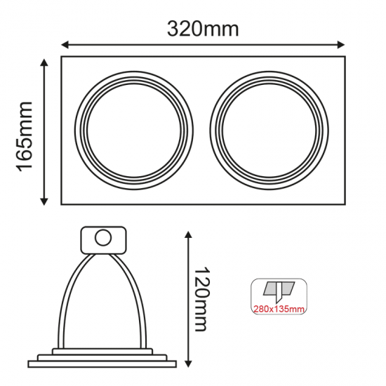 ^  ΣΠΟΤ AR111 XMS ΔΙΠΛΟ ΜΑΥΡΟ ΤΕΤΡΑΓΩΝΟ 320x165