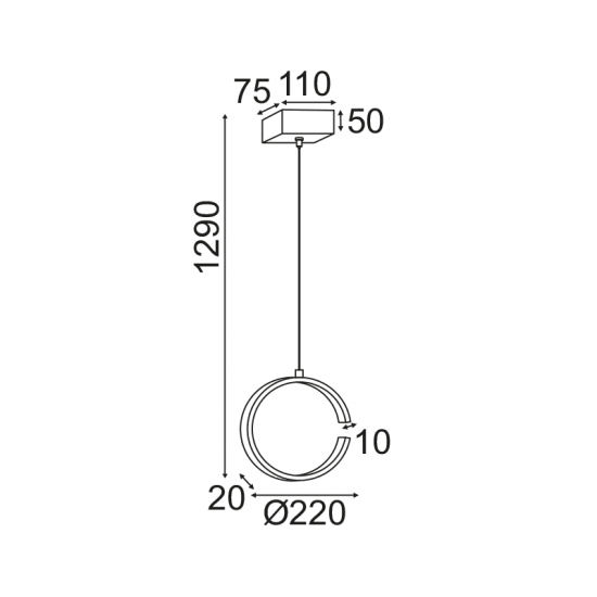 ^ΚΡΕΜΑΣΤΟ Φ/Σ LED 8W 3000K 750LM ΛΕΥΚΟ ΜΕΤΑΛΛΙΚΟ 22X11XH129CM EUCLID3
