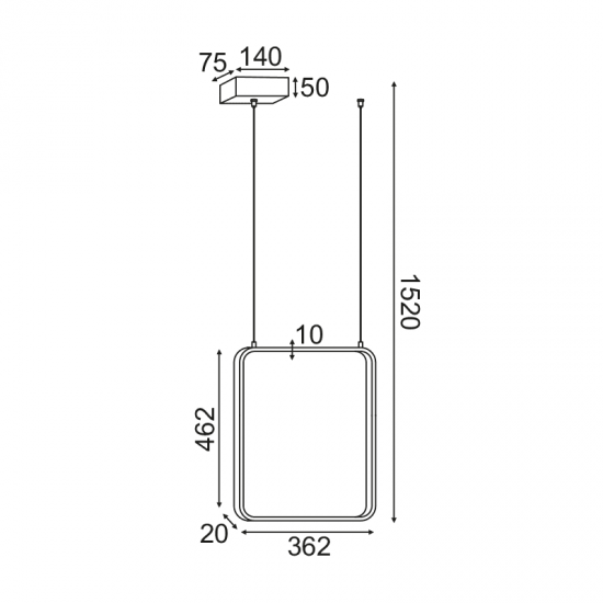 ^ΚΡΕΜΑΣΤΟ Φ/Σ LED 19W 3000K 1820LM ΛΕΥΚΟ ΜΕΤΑΛΛΙΚΟ 36X14XH1520CM SYMETRIA
