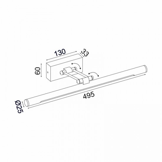 ^ΕΠΙΤΟΙΧΟ Φ/Σ LED 12W 4000K 780LM ΧΡΩΜΙΟ ΜΕΤ/ΚΟ IP44 50X6X19CM RIO