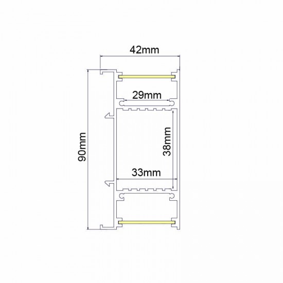 NIC UP-DOWN ALUMINUM PROFILE WITH OPAL PC DIFFUSER 2m/pc