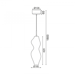 ΚΡΕΜΑΣΤΟ Φ/Σ LED 20W 3000K 1600LM 360º ΑΚΡΥΛΙΚΟ D16ΧH180CM CARYATID