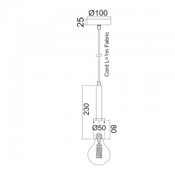 ΚΡΕΜΑΣΤΟ Φ/Σ 1XE27 ΜΕΤΑΛΛΙΚΟ MENTA Φ5ΧΗ120CM PRIMO