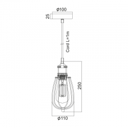 ΚΡΕΜΑΣΤΟ ΜΕΤΑΛΛΙΚΟ ΜΑΥΡΟ Φ10CM 1ΧE27 SOTIS