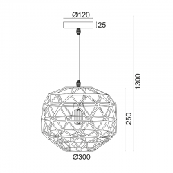 ΚΡΕΜΑΣΤΟ 1ΧΕ27 ΜΕΤΑΛΛΙΚΟ ΧΑΛΚΙΝΟ ΠΛΕΓΜΑ Φ30ΧΗ130CM ALADDIN