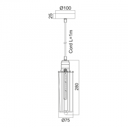 ΚΡΕΜΑΣΤΟ ΜΕΤΑΛΛΙΚΟ ΜΑΥΡΟ Φ8CM 1ΧE27 MAYA