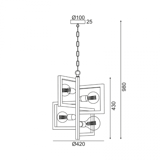 ΚΡΕΜΑΣΤΟ 4ΧΕ27 ΜΑΥΡΟ ΜΕΤΑΛΛΙΚΟ Φ42ΧΗ98CM SIRIUS ΚΡΕΜΑΣΤΟ 4ΧΕ27 ΜΑΥΡΟ ΜΕΤΑΛΛΙΚΟ Φ42ΧΗ98CM SIRIUS