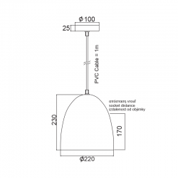 ΜΕΤΑΛΛΙΚΗ ΚΑΜΠΑΝΑ 1XE27 ΛΕΥΚΗ Φ22χΗ23cm OTHELLO