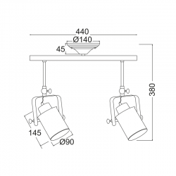 ΟΡΟΦΗΣ Φ/Σ 2ΧΕ27 ΜΕΤΑΛΛΙΚΟ ΛΕΥΚΟ ΧΡΥΣΟ ΠΑΤΙΝΑ 17X44XH38CM POMPEII