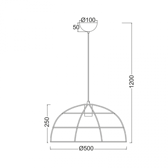 ΚΡΕΜΑΣΤΟ Φ/Σ 1ΧΕ27 ΜΕΤΑΛΛΙΚΟ ΠΛΕΓΜΑ ΜΑΥΡΟ Φ50ΧΗ120CM PROMETHEUS