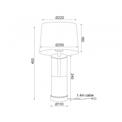 ΕΠΙΤΡΑΠΕΖΙΟ Φ/Σ 1ΧΕ27 ΧΡΩΜΙΟ ΓΥΑΛΙ+ΑΜΠΑΖΟΥΡ Φ25ΧΗ45CM RENOUAR