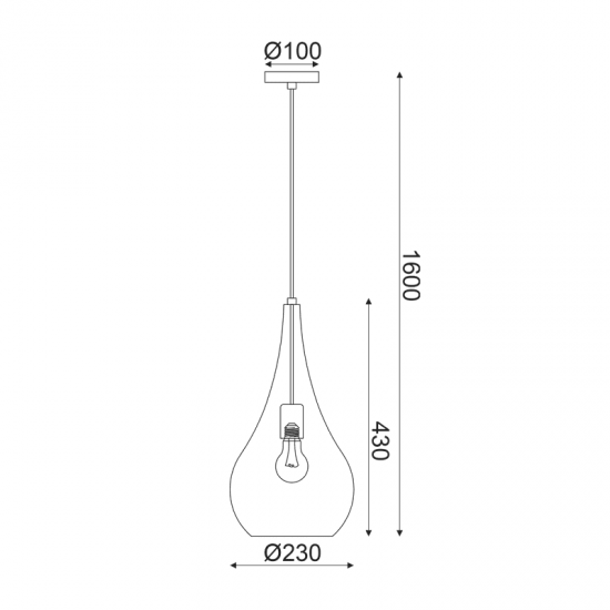ΚΡΕΜΑΣΤΟ Φ/Σ 1ΧΕ27 ΜΕΤΑΛΛΙΚΟ ΓΥΑΛΙΣΤΟ ΧΑΛΚΙΝΟ Φ20ΧΗ41Χ160CM PLEIADES
