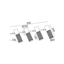 ^ΕΠΙΤΟΙΧΟ Φ/Σ 4ΧΕ27 ΜΑΥΡΟ ΜΕΤΑΛΛΙΚΟ 84Χ16Χ20CM ALCATRAZ