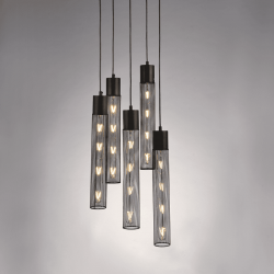 ^ΚΡΕΜΑΣΤΟ Φ/Σ 5ΧΕ27 ΜΑΥΡΟ ΜΕΤΑΛΛΙΚΟ D35XH120CM ALCATRAZ