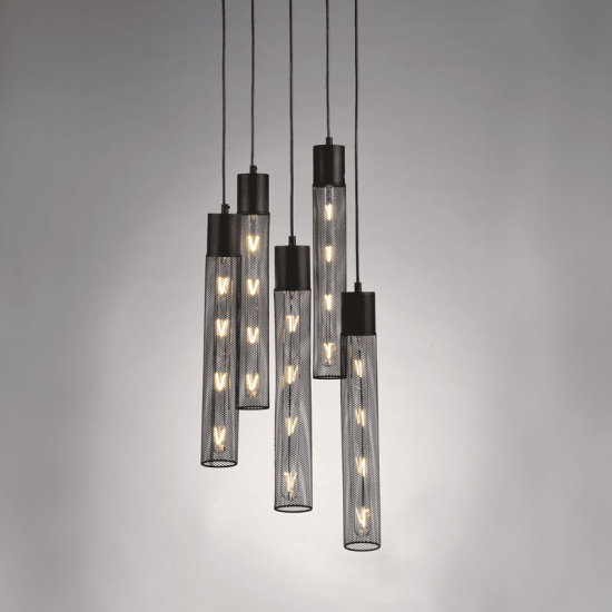 ^ΚΡΕΜΑΣΤΟ Φ/Σ 5ΧΕ27 ΜΑΥΡΟ ΜΕΤΑΛΛΙΚΟ D35XH120CM ALCATRAZ