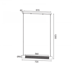 ^ΚΡΕΜΑΣΤΟ Φ/Σ 2ΧΕ27 ΜΑΥΡΟ ΜΕΤΑΛΛΙΚΟ 72Χ6XH120CM ALCATRAZ