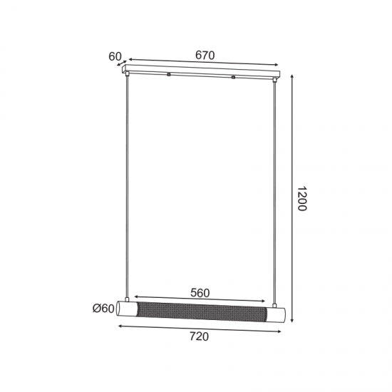 ^ΚΡΕΜΑΣΤΟ Φ/Σ 2ΧΕ27 ΜΑΥΡΟ ΜΕΤΑΛΛΙΚΟ 72Χ6XH120CM ALCATRAZ