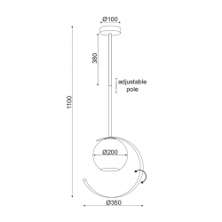 ΚΡΕΜΑΣΤΟ Φ/Σ 1ΧΕ27 ΜΕΤΑΛΛΙΚΟ ΧΡΥΣΟ+ΠΕΡΛΕ ΓΥΑΛΙ Φ35ΧΗ100CM IPARELLE