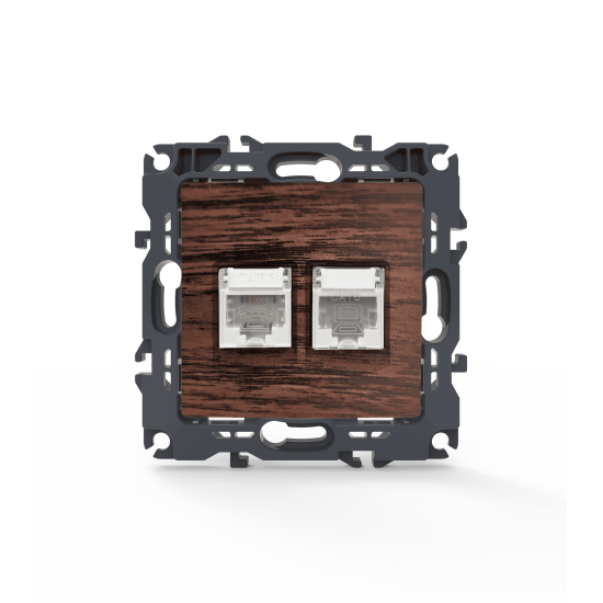 PRIME ΠΡΙΖΑ ΤΗΛΕΦΩΝΟΥ 1xRJ11 CAT3 IP20 & ΠΡΙΖΑ ΔΙΚΤΥΟΥ 1xRJ45 CAT6 UTP IP20 ΞΥΛΟ