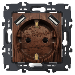 PRIME ΠΡΙΖΑ ΣΟΥΚΟ ΑΣΦΑΛΕΙΑΣ 1x2P+E 16A 250VAC & 2 USB 5VDC 3.1A IP20 ΞΥΛΟ