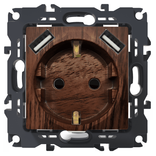 PRIME ΠΡΙΖΑ ΣΟΥΚΟ ΑΣΦΑΛΕΙΑΣ 1x2P+E 16A 250VAC & 2 USB 5VDC 3.1A IP20 ΞΥΛΟ