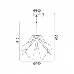 ΚΡΕΜΑΣΤΟ Φ/Σ 1ΧΕ27 ΛΕΥΚΟ ΑΚΡΥΛΙΚΟ+ΜΑΥΡΟ ΜΕΤΑΛΛΟ D45XH120CM ORIGAMI