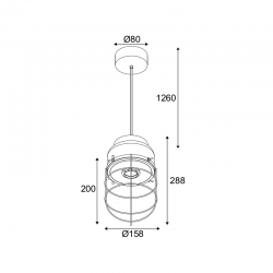 ΚΡΕΜΑΣΤΟ Φ/Σ 1ΧΕ27 ΚΟΚΚΙΝΟ ΤΣΙΜΕΝΤΟ+ΜΑΥΡΟ ΜΕΤΑΛΛΟ D16XH120CM EPOQUE