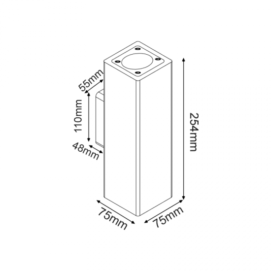 ^ΤΕΤΡΑΓΩΝΟ ΕΠΙΤΟΙΧΟ ΦΩΤΙΣΤΙΚΟ UP-DOWN IP65 2XGU10 ΜΑΥΡΟ ΤΣΙΜΕΝΤΟ