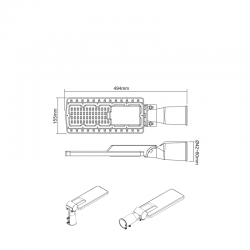 ^LED STREET LUMINAIRE 60W 8400LM 4000K 150Χ75˚ CLASS II 230V AC IP66