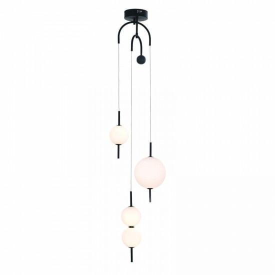 ΚΡΕΜΑΣΤΟ Φ/Σ LED 19W 3000K 1950LM AMELIA ΜΑΥΡΟ ΜΕΤ/ΚΟ+ΛΕΥΚΟ ΓΥΑΛΙ D37XH150CM